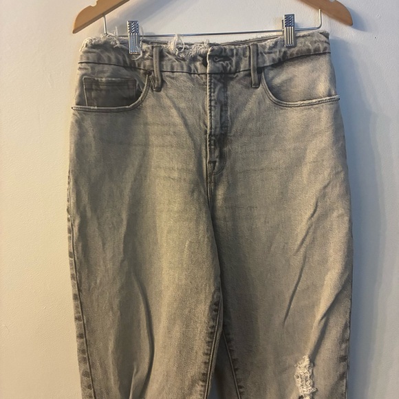 Good American Good Boy gray distressed high rise straight leg jeans Size 8/29 - Picture 3 of 10